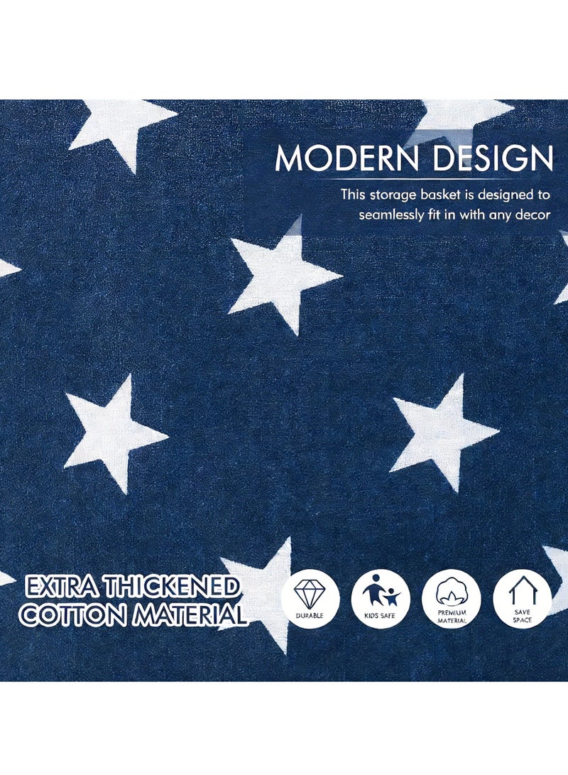 Foldable Laundry Basket with Lid, 40X50CM Laundry Basket bag Freestanding Dirty Clothes Basket Storage with Handle (Blue Star) - Image 5